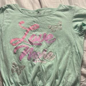 One Step Ahead Green and Pink Short Sleeve Tee